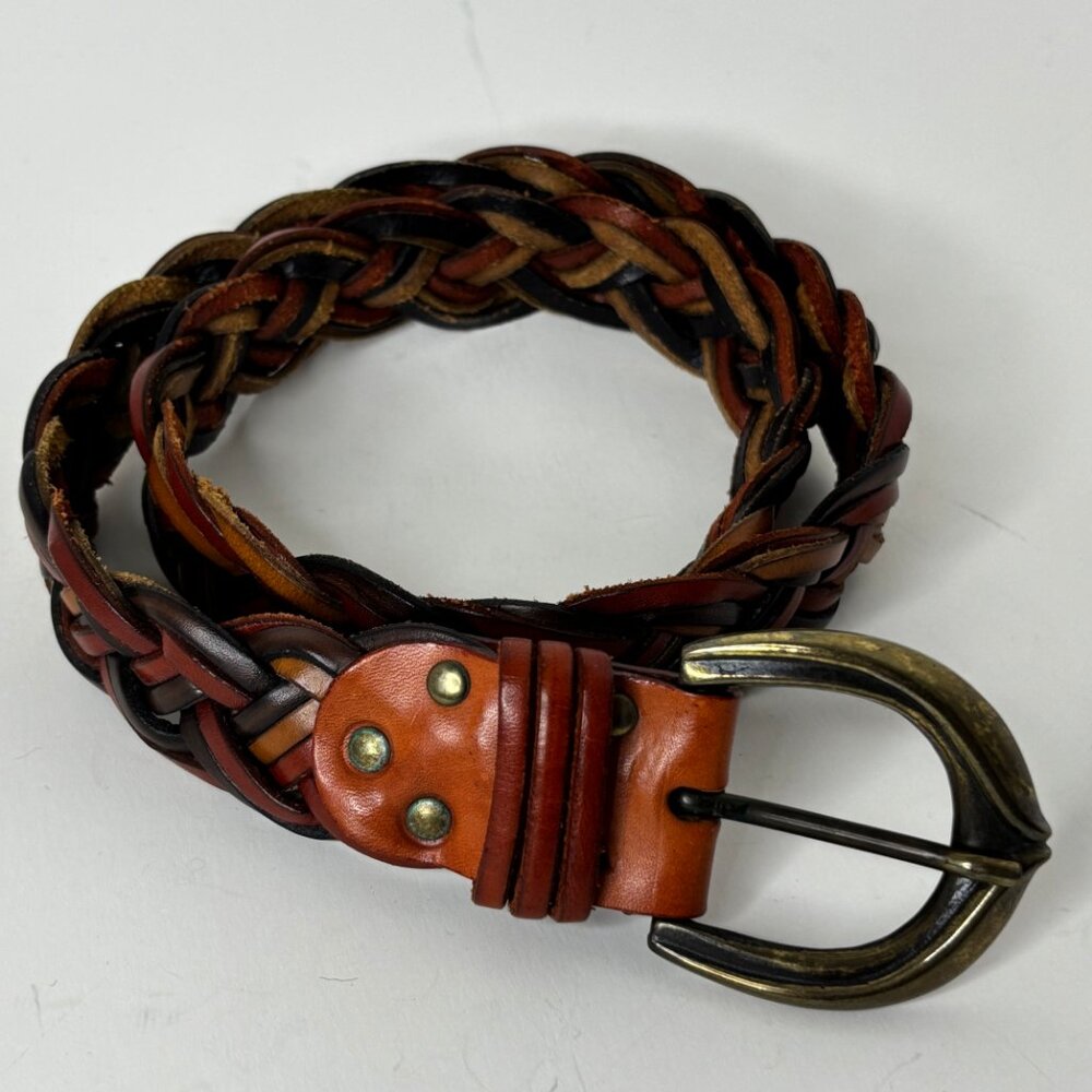 Vintage Braided Multicolor Women's Leather Belt Size S Made in Italy Hippie Boho - Picture 12 of 12